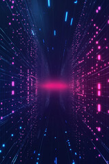 Naklejka premium Futuristic digital tunnel illuminated with vibrant lights and colors