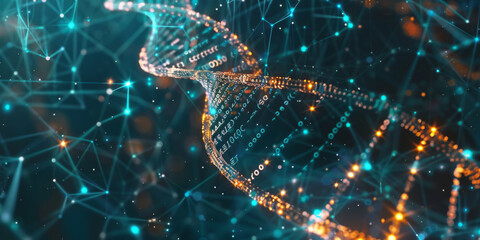Medical technology harnesses DNA double helix with bioinformatics genetic engineering nanotechnology. Concept Biomedical Engineering