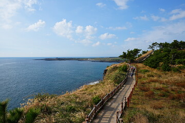 Fototapeta premium fine walkway at seaside cliff