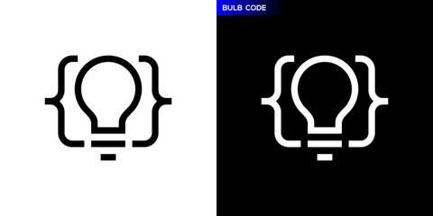 Code bulb logo. Light, technology, computer, idea. Icon symbol design template EPS 10.