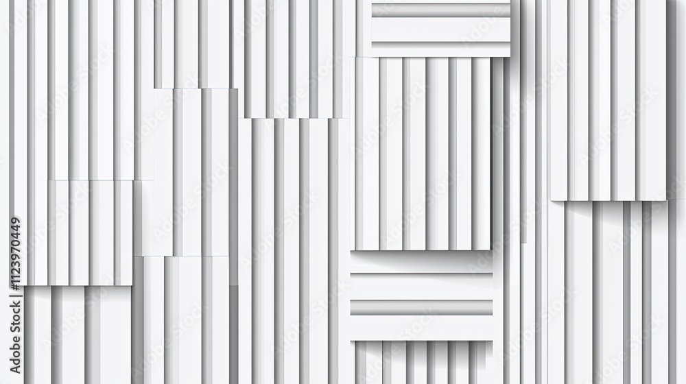 Poster abstract white wall texture with vertical lines and geometric shapes creating modern interior design