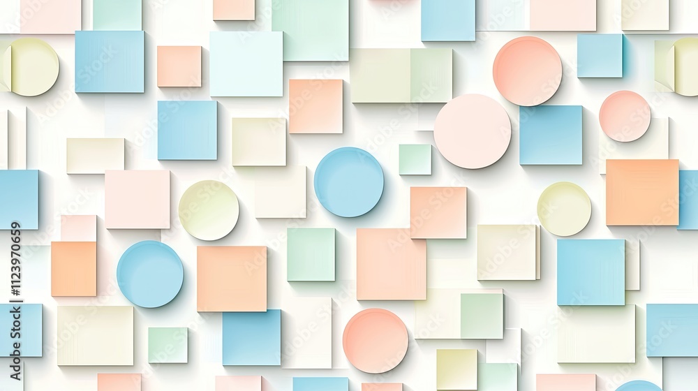 Poster abstract geometric shapes in pastel colors creating a modern and vibrant background for creative pro