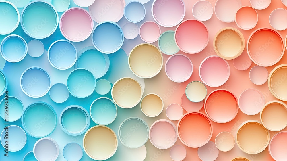 Poster colorful abstract background with circular shapes in soft pastel hues for creative designs and visua