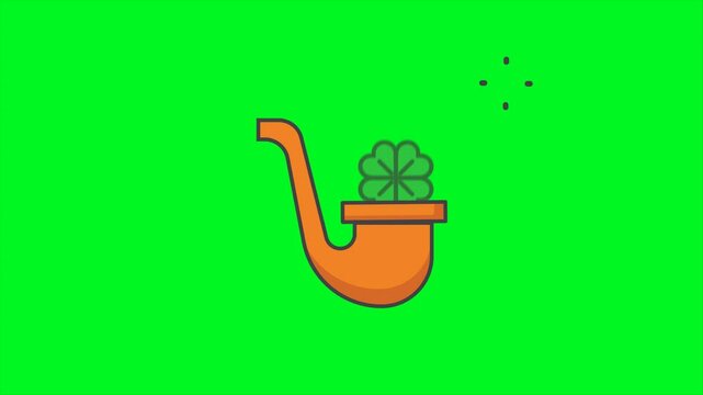 St Patrick's Cigarette Icon Animation On Green Screen. Ready for chroma key. 4k Animation