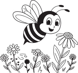Happy Little Bee in the Garden Bee Illustration for Honey Products5 Adobe Illustrator Artwork 
