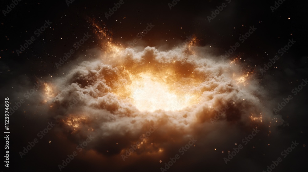 Poster explosive cosmic event unfolding in deep space visual content of stellar phenomenon awe-inspiring pe