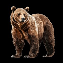 Obraz premium A Standing Brown Bear Against a Black Background