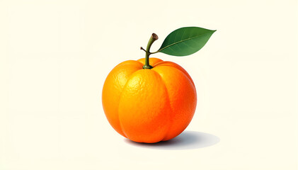 Vibrant orange fruit with a green leaf, symbolizing freshness and health benefits. Generative AI