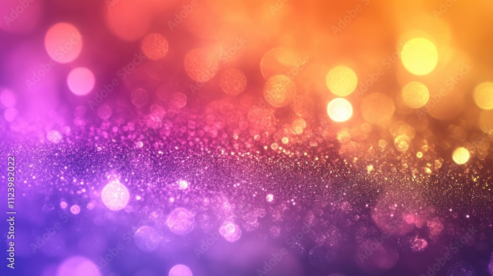 Poster abstract vibrant bokeh background with glittering texture and colorful lights.