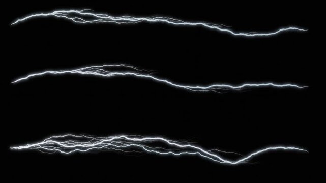 3 White Animated Lightnings Thunderbolts - Loop - Overlay Graphic Element