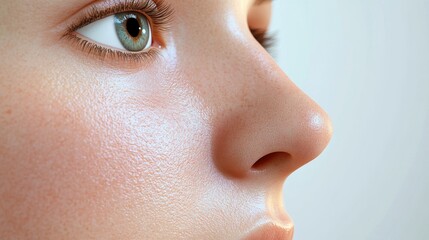 anatomically accurate nose modeling, delicate epidermal texture, warm skin tone shading, pure white setting, high-end 3D visualization, clinical illustration aesthetic