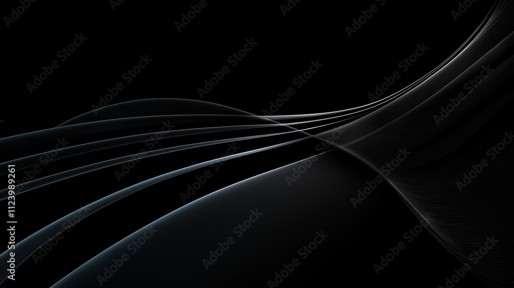 Aufkleber Abstract black and grey wavy lines creating dynamic flowing design