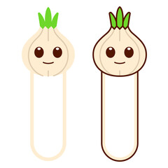 Vector Garlic Bookmark Flat Design Illustration