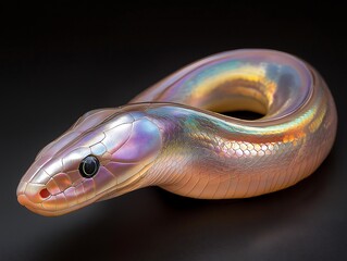 Fototapeta premium Iridescent Snake: A Digital 3D Render of a Pearlescent Serpent