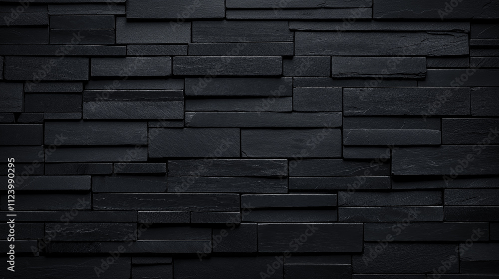 Poster Black stone wall creating modern and elegant background