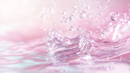 Multi-level dermal visualization, suspended water molecules, peaceful pink tissue planes, dynamic particle distribution, premium beauty science presentation, ethereal lighting effects, microscopic