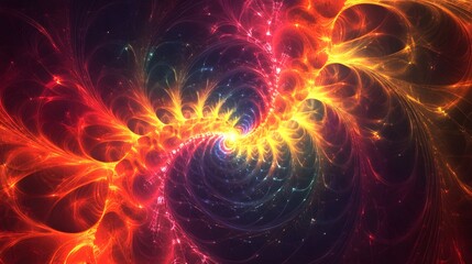 Abstract Fiery Spiral Nebula Cosmic Artwork