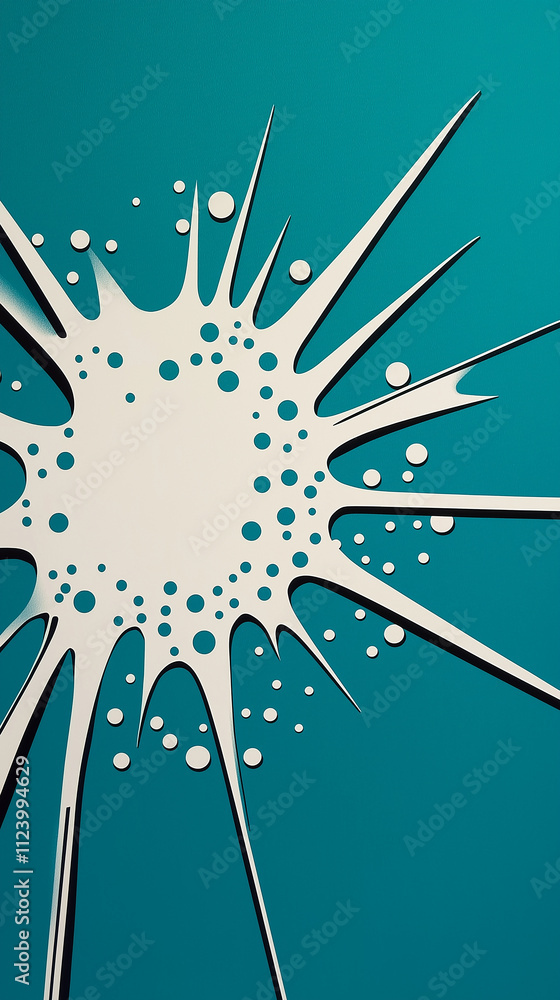 Aufkleber White splash with dots exploding on teal background