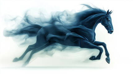 Obraz premium Black horse running in the wind with flowing mane and tail