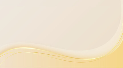 Luxury abstract background with flowing golden lines on beige and yellow gradient blank space, editable vector illustration element