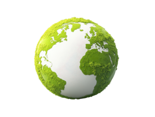 Green globe on black background, symbol of environmental conservation, sustainability and global interconnectedness