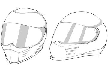 Bundling set template helmet full face line art. helmet illustration line art. helmet vector.