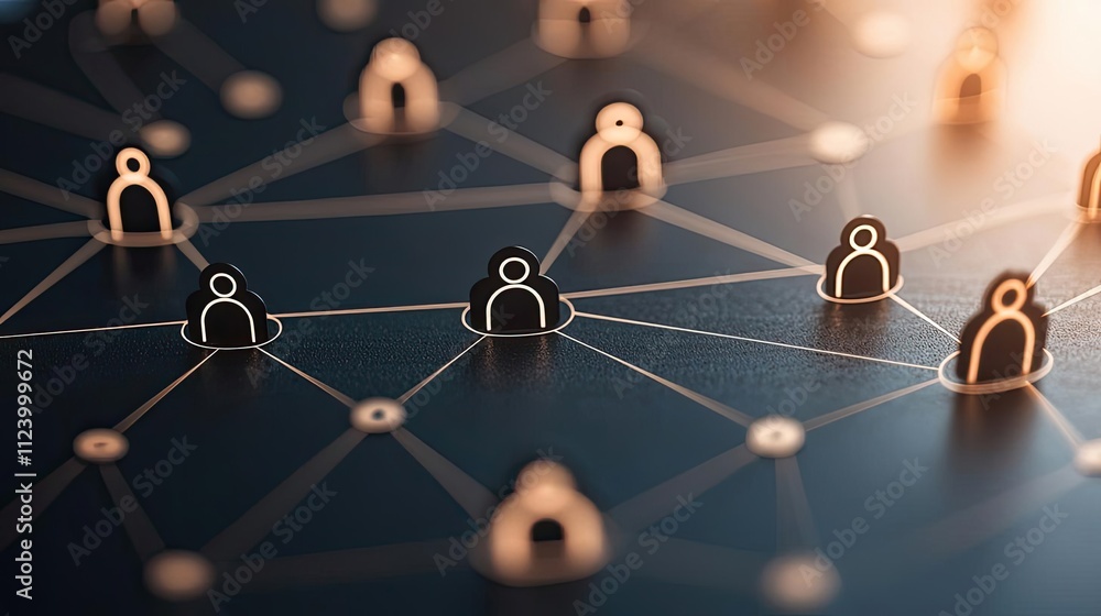 Aufkleber Illustration of a digital network connecting user profiles and security locks.