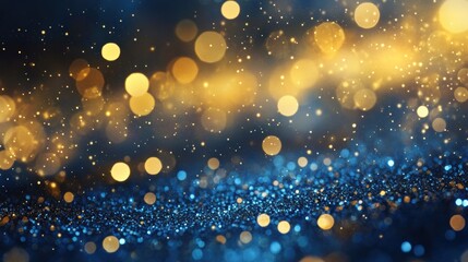 Obraz premium Luminous gold and blue glitter create a sparkling abstract background, perfect for celebrations or artistic design applications