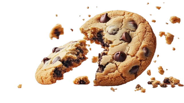 Closeup of a delicious chocolate chip cookie with bite missing, sweet treat for your sweet tooth