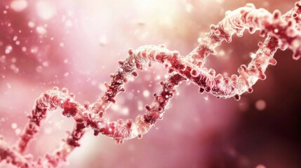 Fototapeta premium Closeup view of DNA molecule structure showcasing intricate chains.