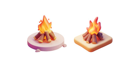 cute bonfire icon white background three dimensional design
