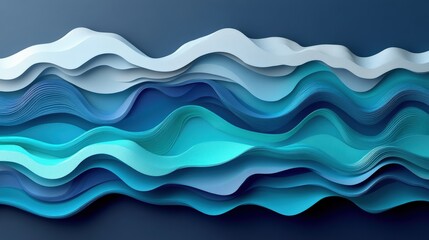 Abstract layered waves in shades of blue, creating a dynamic visual texture.