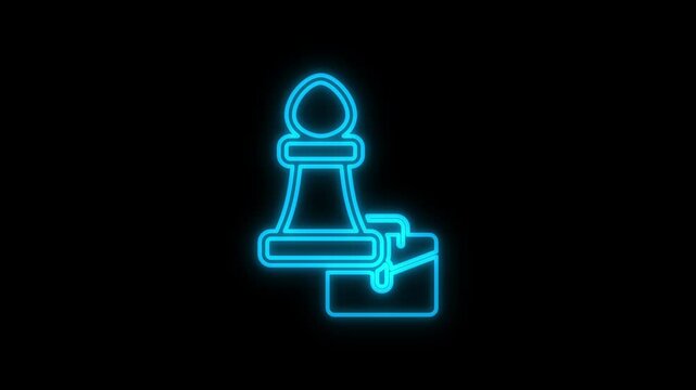 Animated icon of a glowing neon line strategy set against a black background. 4K video motion graphic animation.