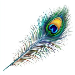 Obraz premium Colorful peacock feather, vibrant, isolated.