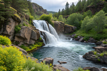 Waterfall Bliss Nature's Cascading Symphony