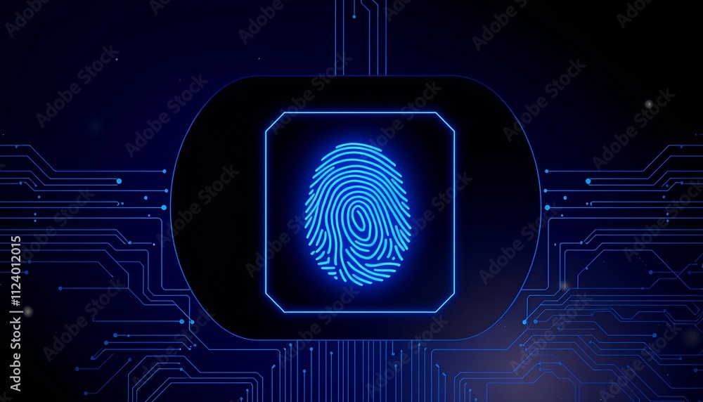 Aufkleber digital identity: fingerprint authentication highlighting advanced security measures