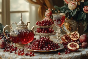 Longest night: yalda night celebrating ancient persian tradition with storytelling, poetry, and pomegranates, winter solstice and the triumph of light over darkness with family gatherings