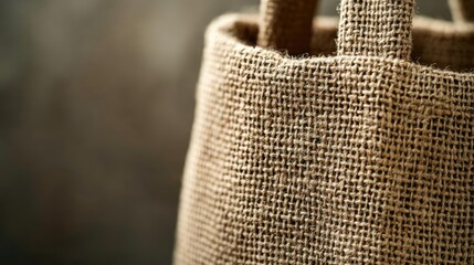 A close-up of a textured burlap bag showcasing its natural fibers and craftsmanship.