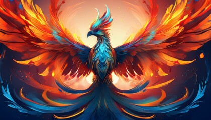 Obraz premium Stunning fiery phoenix in epic cinematic art style with magical details. 