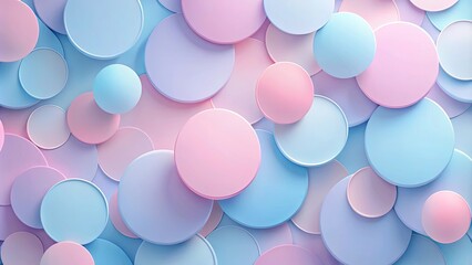 Abstract pastel circles background design with overlapping shapes and spheres