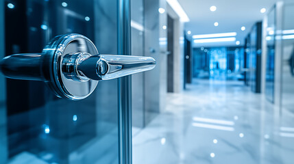 This concept is a bathroom door handle contaminated with visible germs, emphasizing common touchpoints as sources of bacteria and viruses, a reminder of hygiene in preventing the spread of pathogens.
