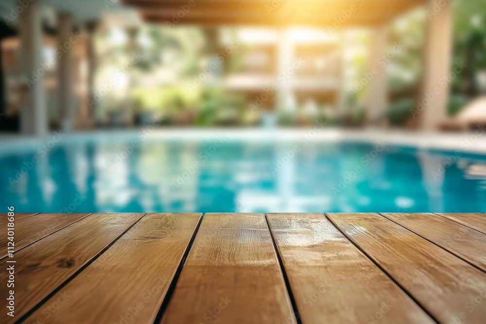 Poster ideal for product display with an inviting pool vibe.