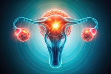 3D Minimalist Uterus Cancer Illustration: Awareness, Prevention, and Research