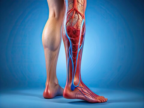 3D Visualization: Deep Vein Thrombosis (DVT) Leg Clot Formation - Medical Illustration