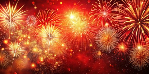 Fototapeta premium 2025 New Year's Eve Party Banner: Red Fireworks Background, Copy Space