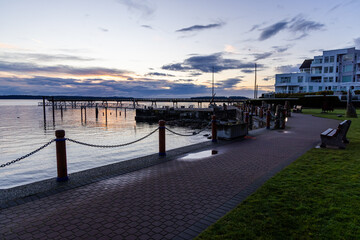 Fototapeta premium Serene Sunrise Over Sidney Waterfront on Vancouver Island, BC, Canada