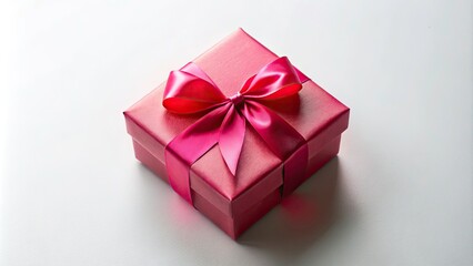 Obraz premium Aerial View Red Pink Gift Boxes White Background Isolated Product Photography