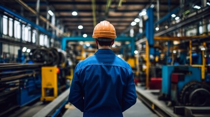 Obraz premium Observing the engineering processes from the back perspective.