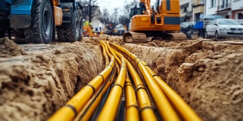 Construction site challenges in laying down fiber optic networks.
