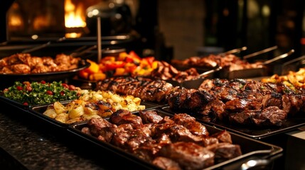 Naklejka premium Enjoy a delicious catering experience with buffet-style service. 